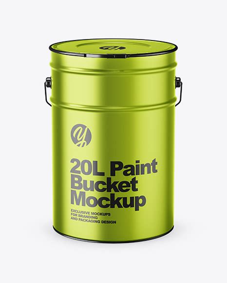 Free 20L Matte Metallic Paint Bucket PSD Mockup Mockups 43.12 MB