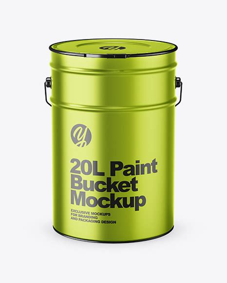 Free 20L Metallic Paint Bucket PSD Mockup Mockups 50.85 MB