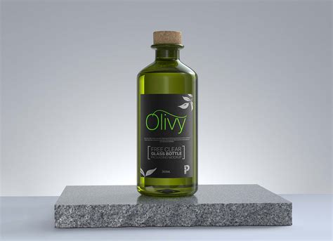 Free Clear Glass Olive Oil Bottle PSD Mockup Mockups 28.47 MB