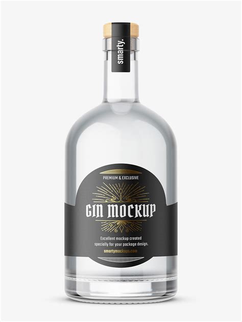 Free Dry Gin Bottle with Wooden Cap PSD Mockup Mockups 28.35 MB