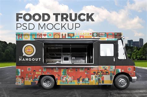 Free Foodtruck with Donut PSD Mockup Front View Mockups 32.01 MB