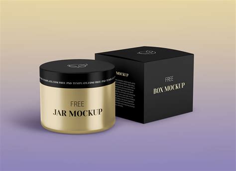 Free Glossy Cosmetic Jar with Box PSD Mockup Mockups 71.01 MB