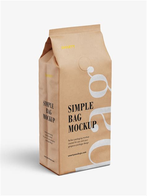 Free Kraft Coffee Bag PSD Mockup Mockups 48.65 MB