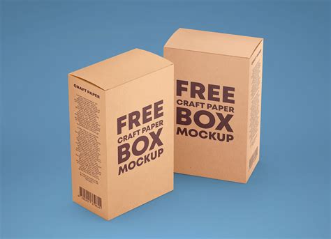 Free Kraft Paper Box PSD Mockup Half Side View Mockups 54.31 MB