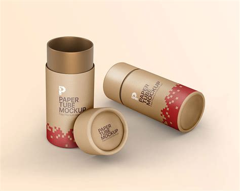 Free Kraft Paper Tube PSD Mockup Front View Mockups 35.48 MB