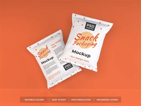 Free Kraft Snack Package PSD Mockup Mockups 73.28 MB