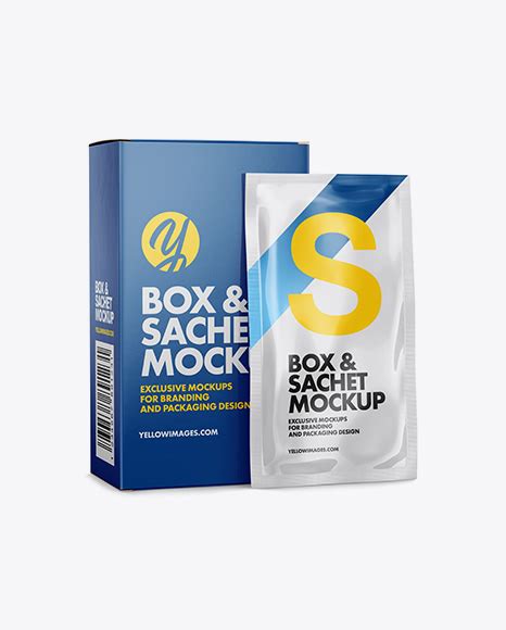 Free Matte Sachet with Box PSD Mockup Half Side View Mockups 33.79 MB