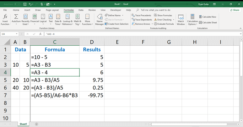 How To Subtract In Excel