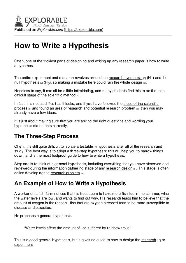 How To Write A Hypothesis