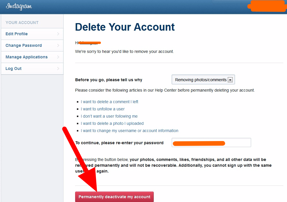 How To Permanently Delete Instagram