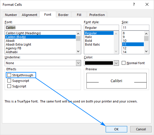 How To Strikethrough In Excel